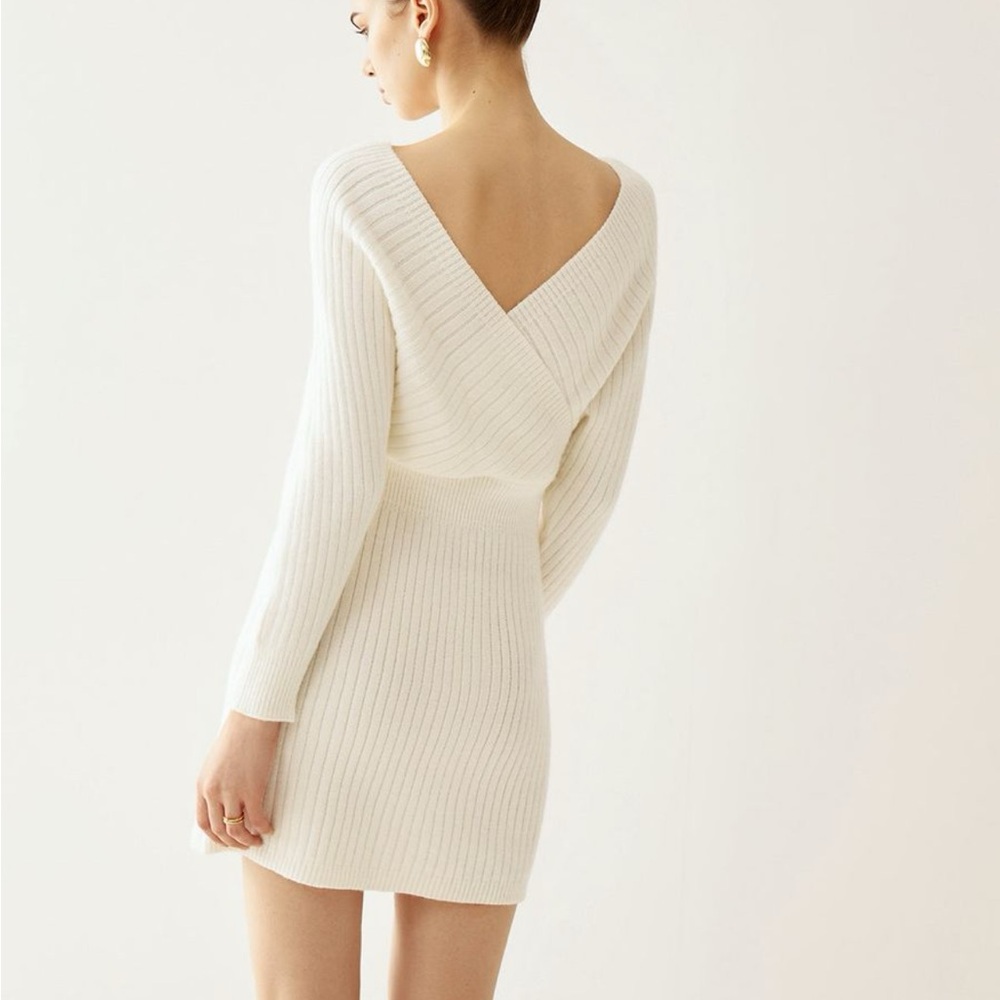Commense Cream Backless Knit Dress
